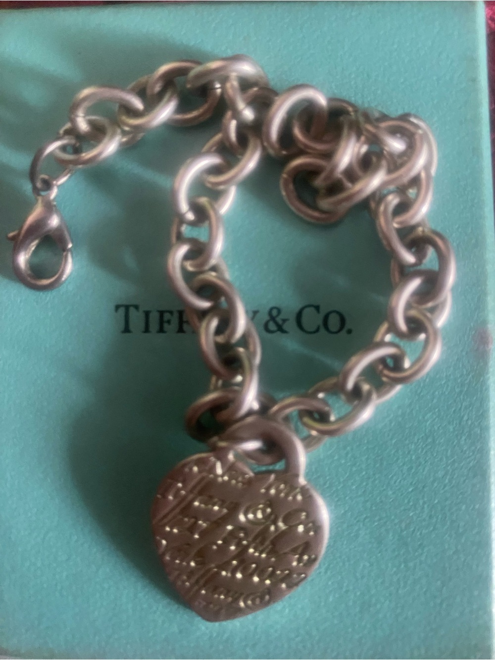T & co 16 years old Silver Pendant & Necklace with Chain. As is.